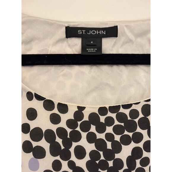 ST JOHN Silk Ruffle Polka Dot Sleeveless Top 4 - Picture 2 of 6